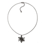 Star Flower Black Rhodium Plated Large Motif Short Necklace-